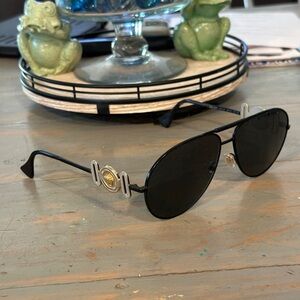 Versace Black and Gold Women's Sunglasses